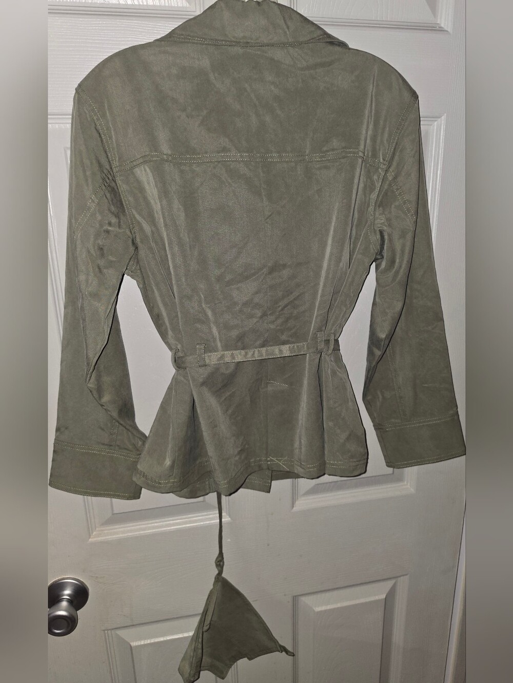 NWT L'Academie Revolve Tencel Olive Green Belted Blazer Jacket Women's XS - Picture 3 of 8